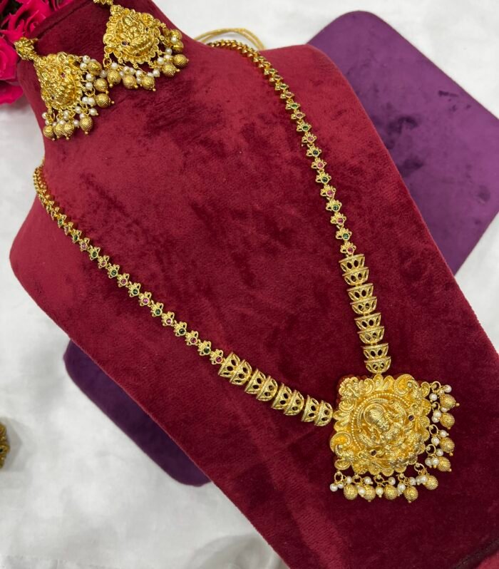 3D Embossed Lakshmi Haram Gold Copy Its look perfect Traditional Wear