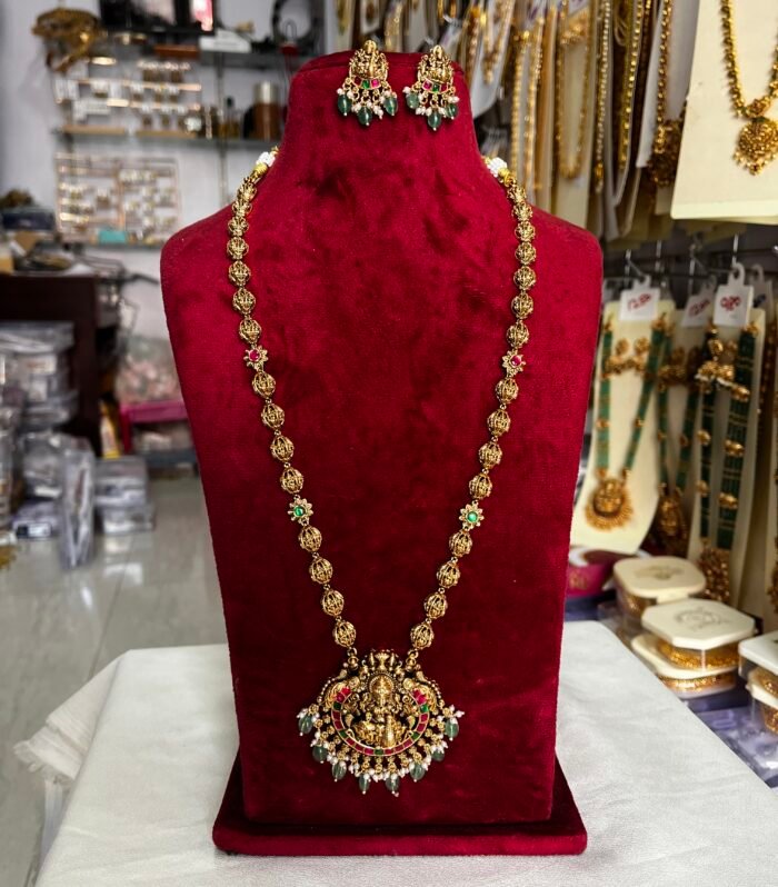 Antique Gold Inspired Long Haram Jadau Kundan