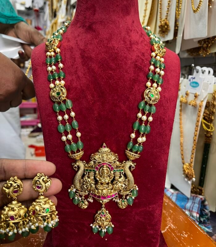 Elegance Most Beautiful Jadau kundan Bead Haram with Jhumkas