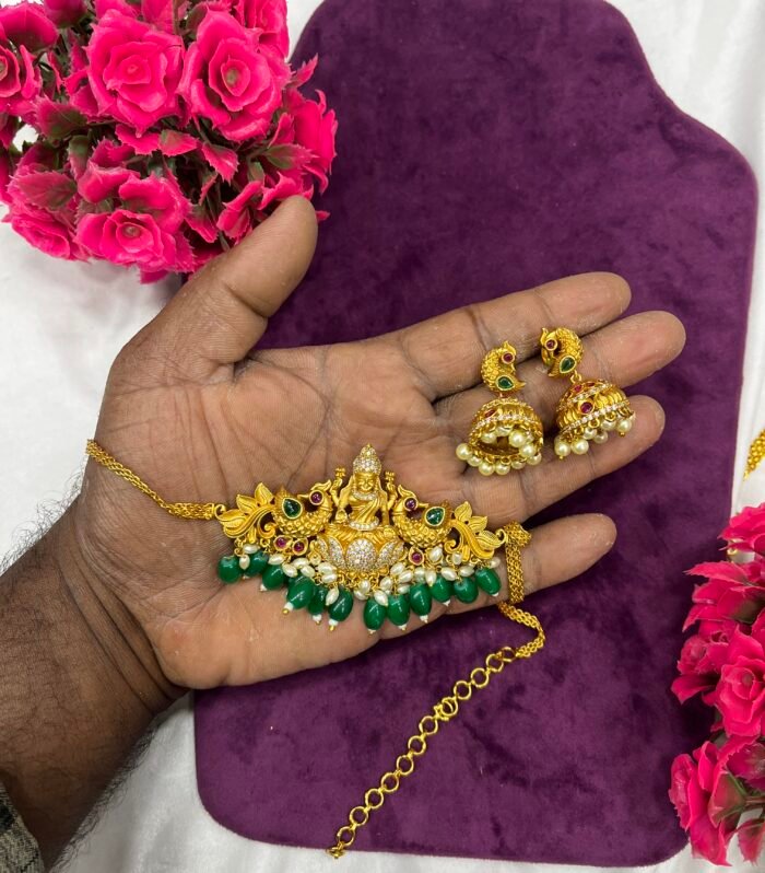 Lakshmi Choker completely 3D Embossed Design with Monalisa Beads