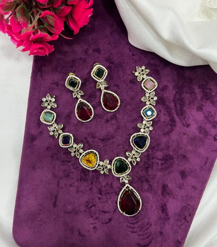 Multi Stones Necklace It suit for perfectly Fancy Saree’s & Bannaras Saree’s