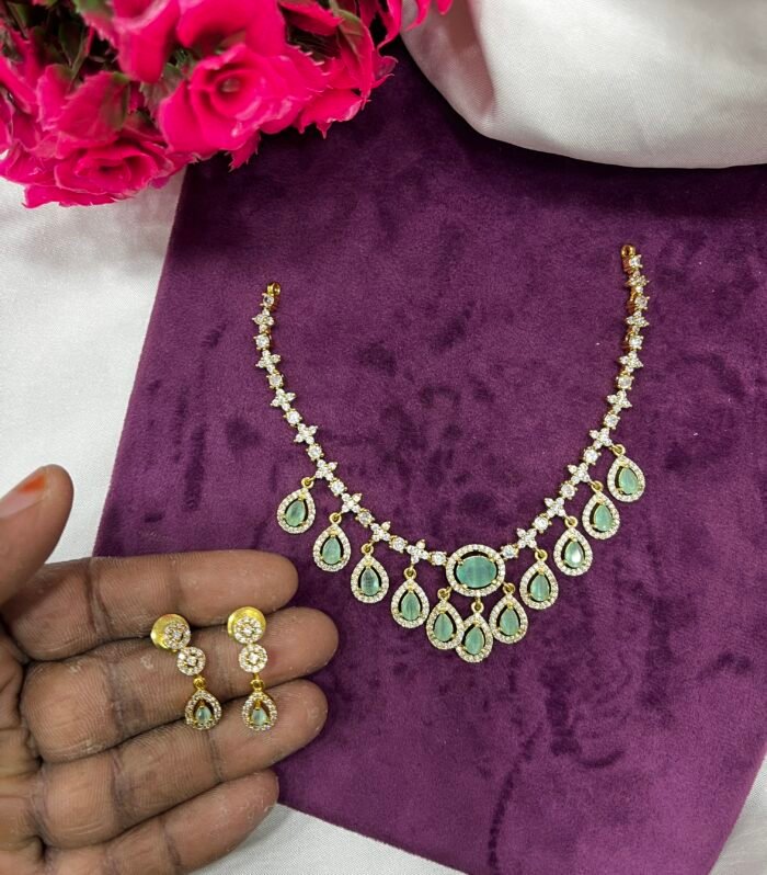 Elegance Drops Mint colour Necklace