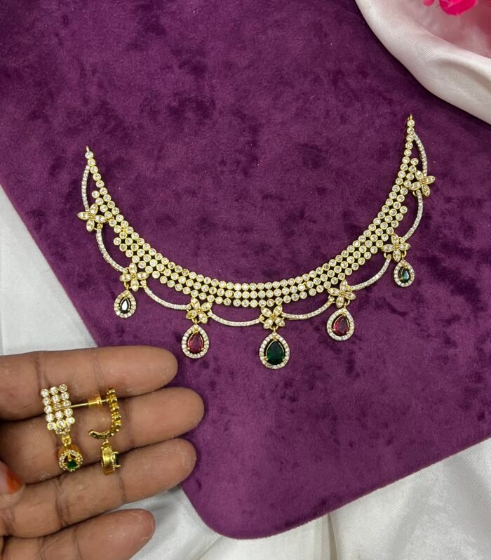 AD Necklaece With Drops design its for all Traditional Wear