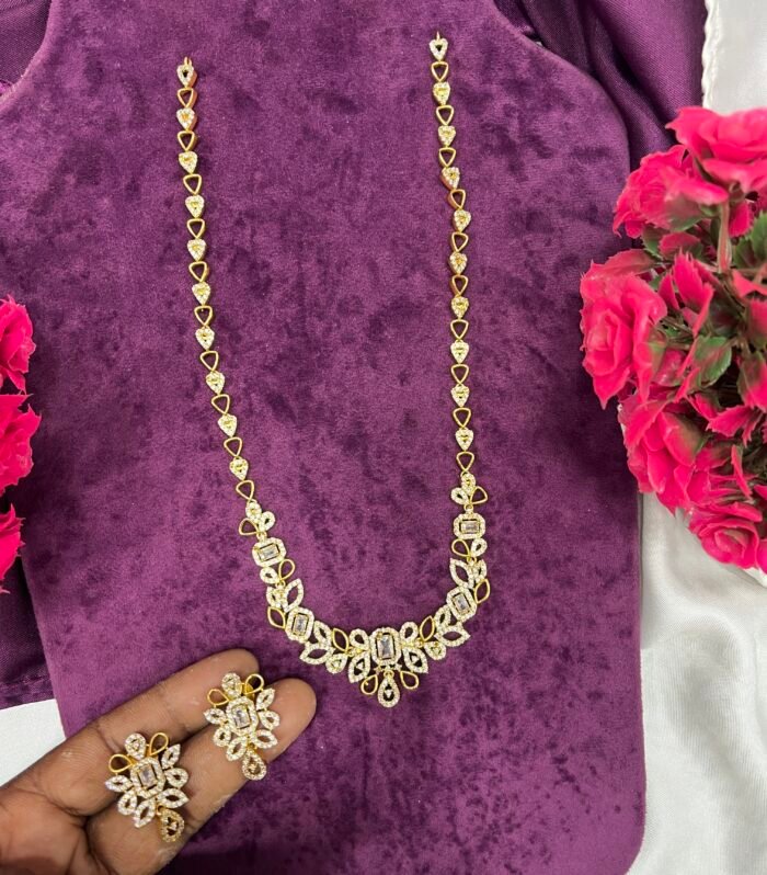 Gold Design AD Stones Can Wear Western Dress
