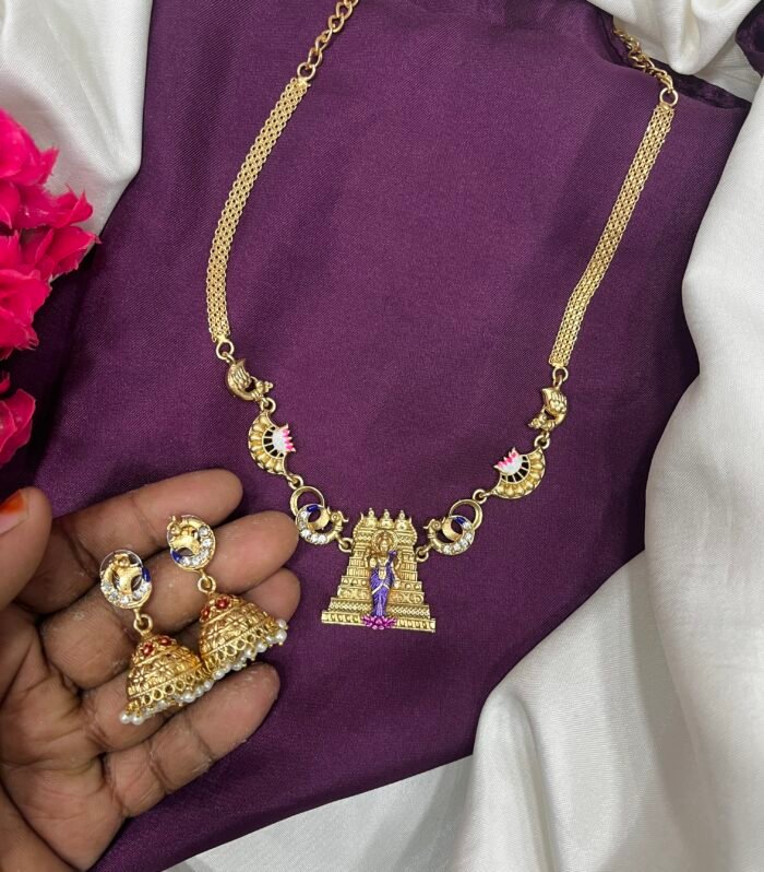 Meenakshi Gopuram Necklace With jhumka