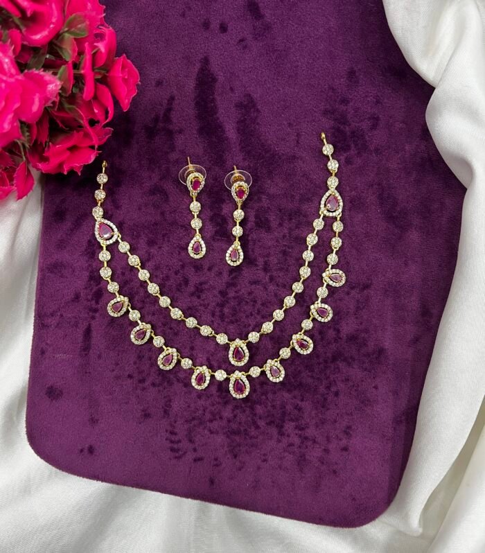 Double Layer Necklace With Beautiful Earing