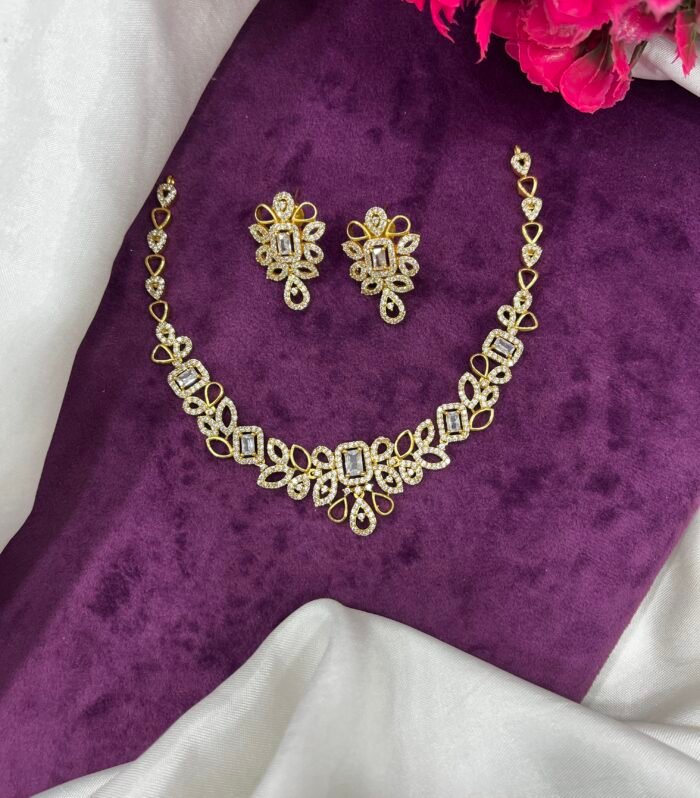 Diamond Replica Necklace With Premium Unique Earing