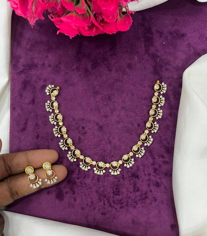 Full AD stone necklace Its Suit for Traditional and Western Wear