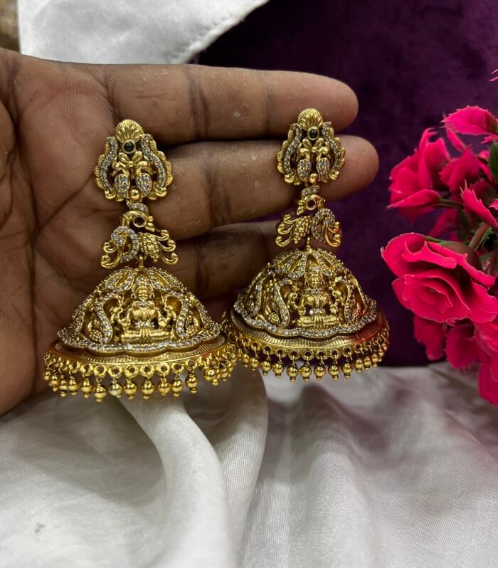 Umbrella Jhumka Gold Copy Lakshmi Design AD stones