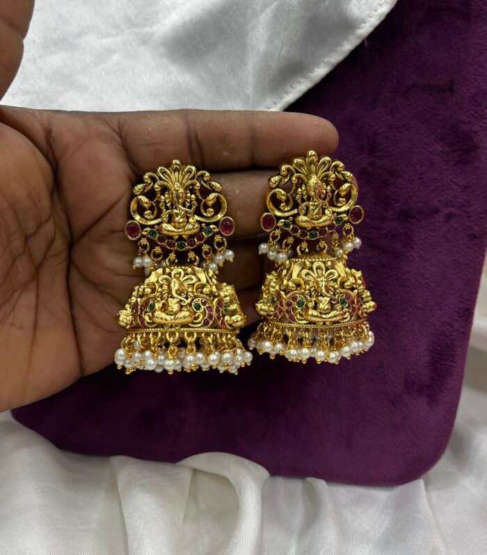 Ganesha Antique Brass made Jhumka one of the Unique piece