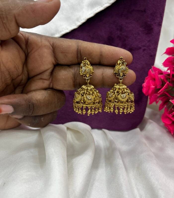 Non Idol Peacock Antique Brass made Jhumka