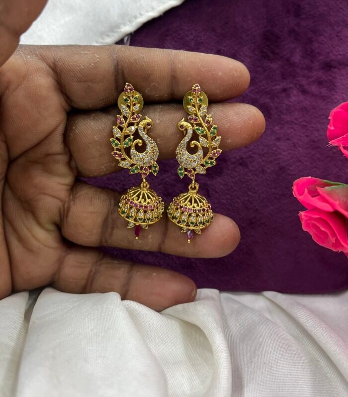 Peacock matt finish jhumka