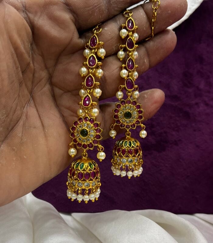 Non Idol Real Kemp Jhumka with straight mattal