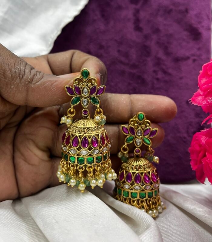 Real Jadau Kundan Jhumka Premium Quality