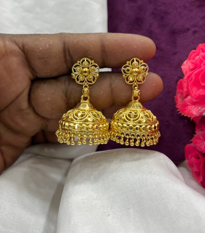 Gold Replica Gold Finishing Jhumka Mircro plated Cum Back Screw