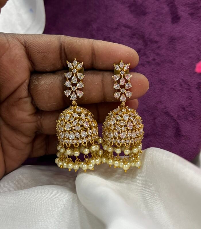 Trending Jhumka complete AD stones with Gutta pusalu