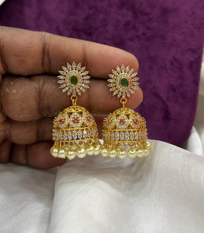 Most Hot Selling For ever this AD stone Jhumka matt finish