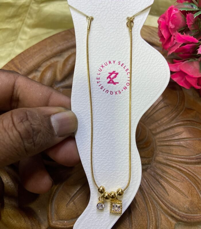 Anti-tarnish Anklet Simple Double Stone model (Pair-2pc)