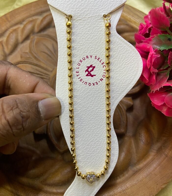 Anti-tarnish Anklet Beads with heart stone model (Pair-2pc)
