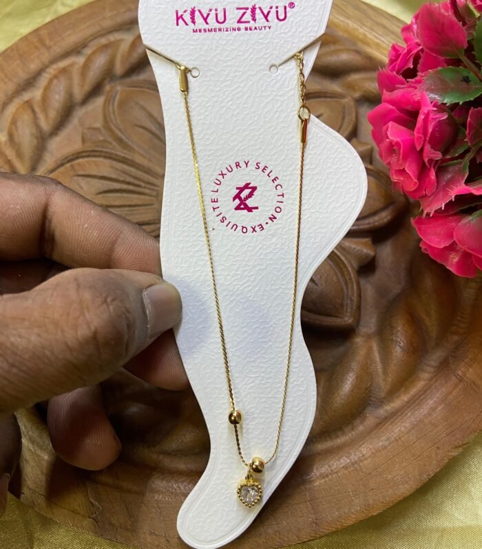 Anti-tarnish Anklet thin layer with heart stone model (Pair-2pc)