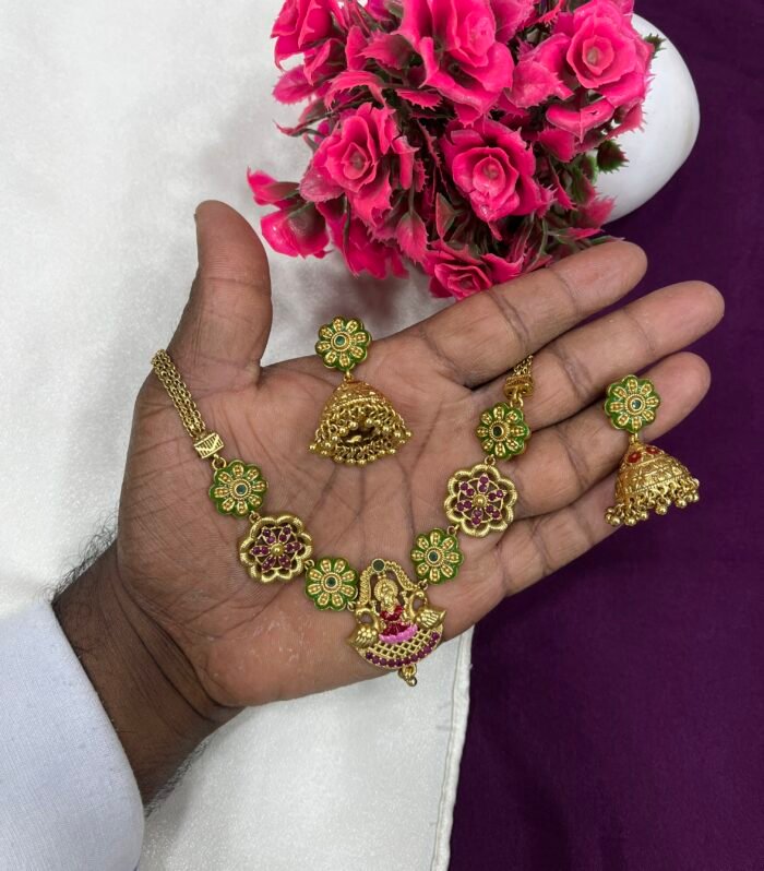 Most Beautiful Hand painting Meenakshi Necklace