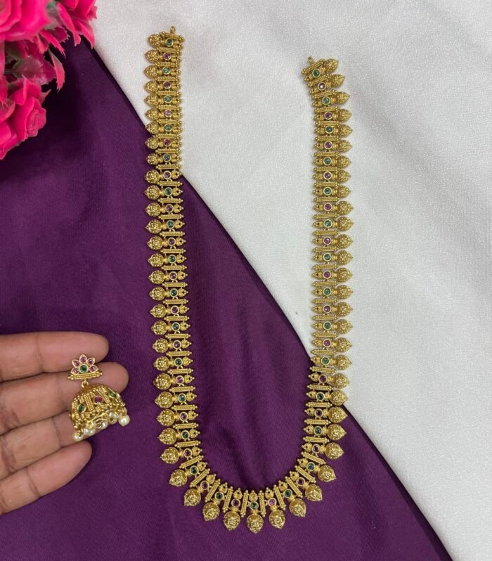 Brassmade Haram with Jhumka Real kemp Stone