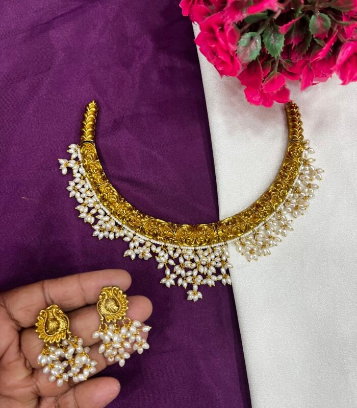 Hasli Necklace With Gutta pusalu Brassmade Premium look