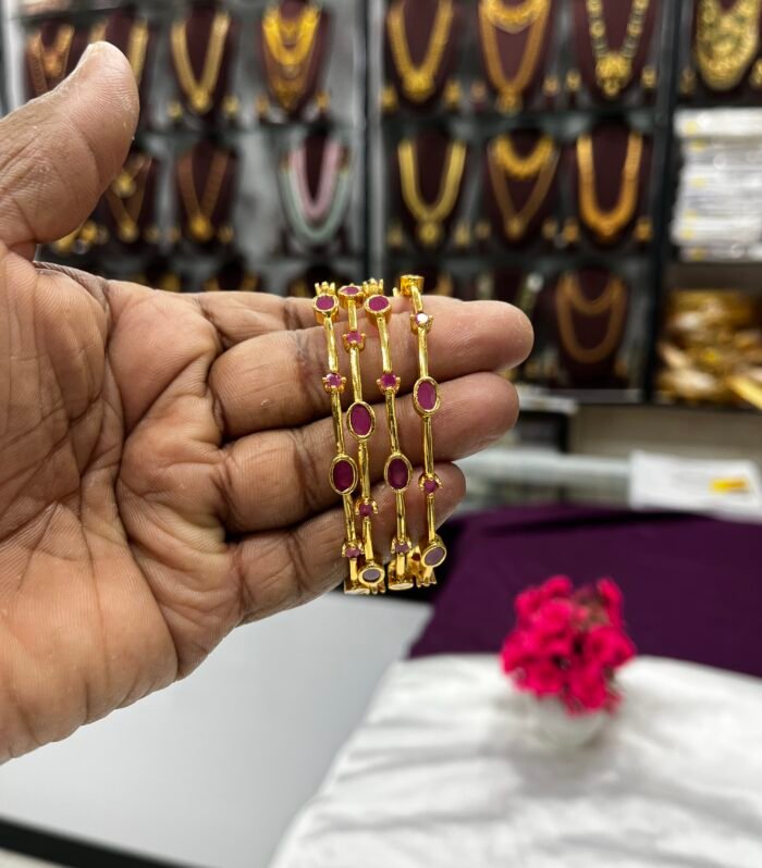 Micro plated Ruby stones with Unique bangles (Pair Of 375 ‘2Piece)