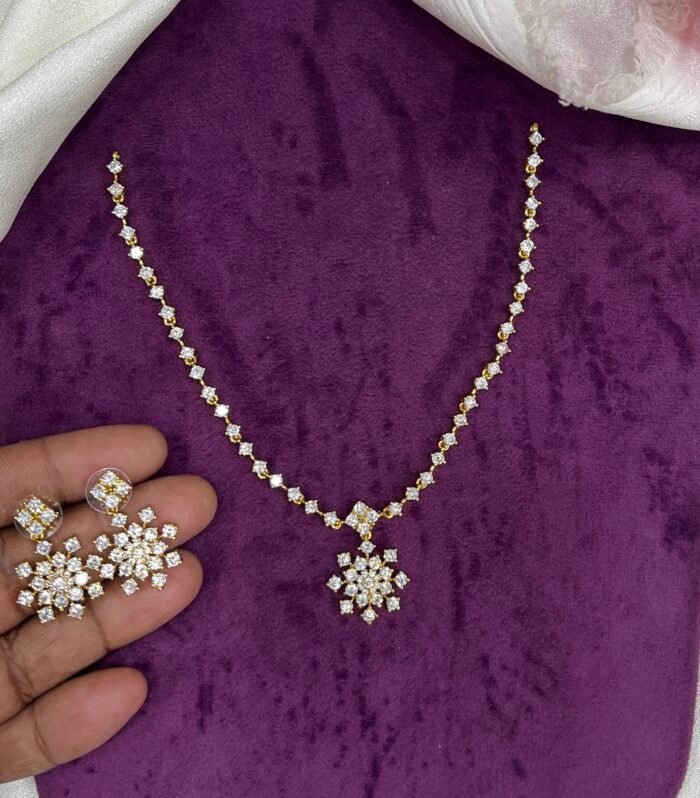 Diamond Star cut stone Necklace